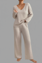 Geribbelde Tweedelige Set – Losse Pasvorm V-hals