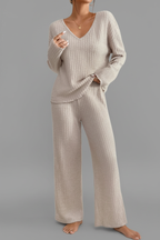 Geribbelde Tweedelige Set – Losse Pasvorm V-hals