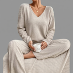 Geribbelde Tweedelige Set – Losse Pasvorm V-hals