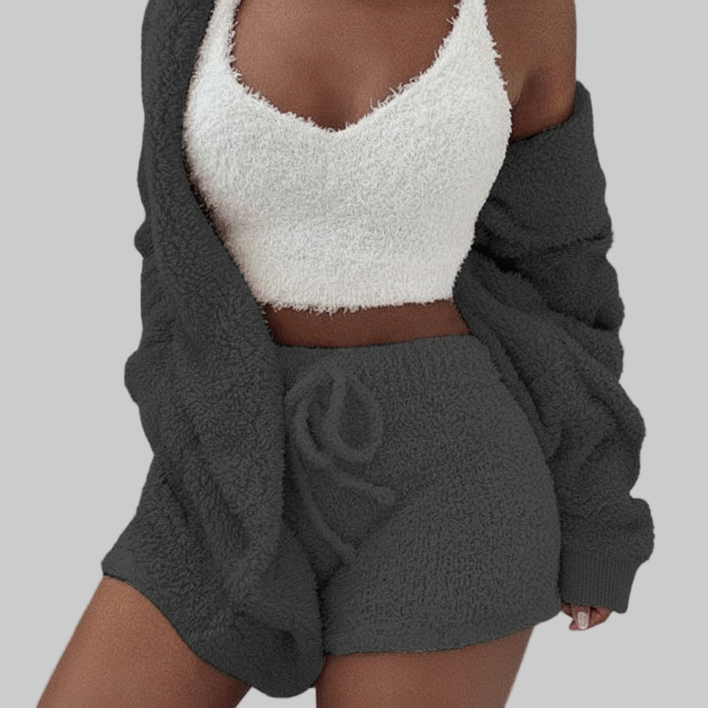 Luxe 3-Delige Set – Zachte Teddy Gebreide Loungewear