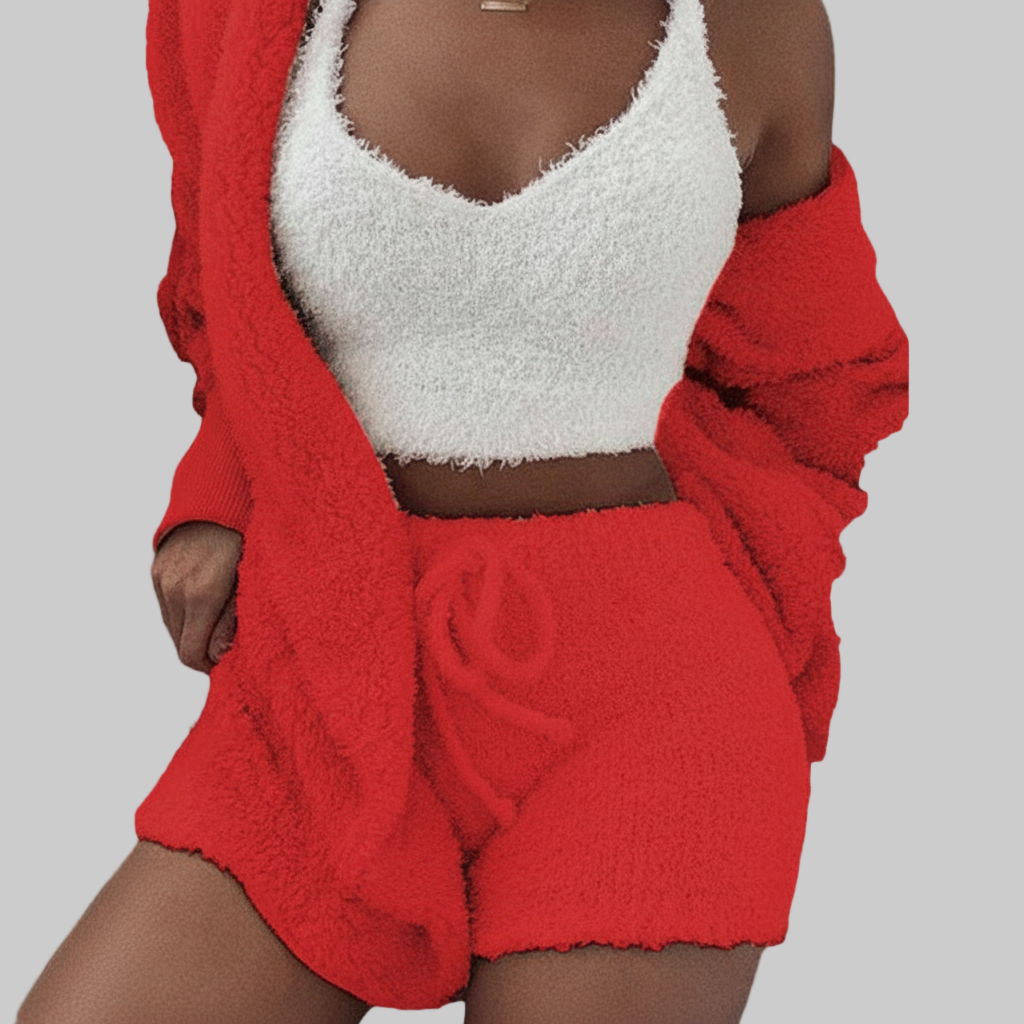 Luxe 3-Delige Set – Zachte Teddy Gebreide Loungewear