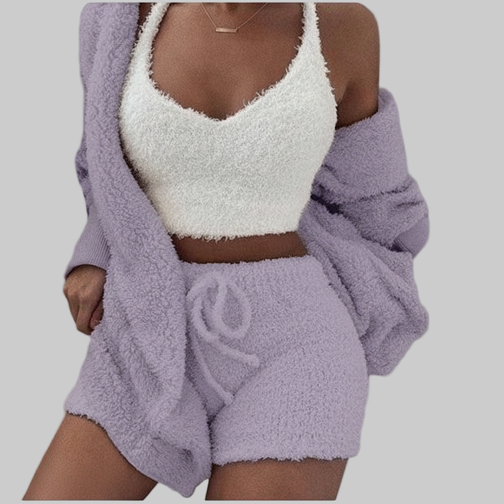 Luxe 3-Delige Set – Zachte Teddy Gebreide Loungewear