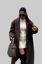 Oversized Double-Breasted Mantel – Lange Structuurjas