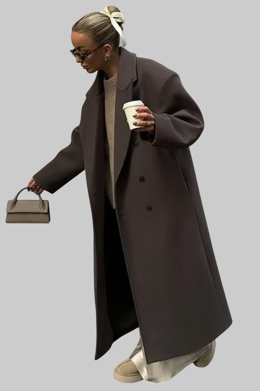 Oversized Double-Breasted Mantel – Lange Structuurjas