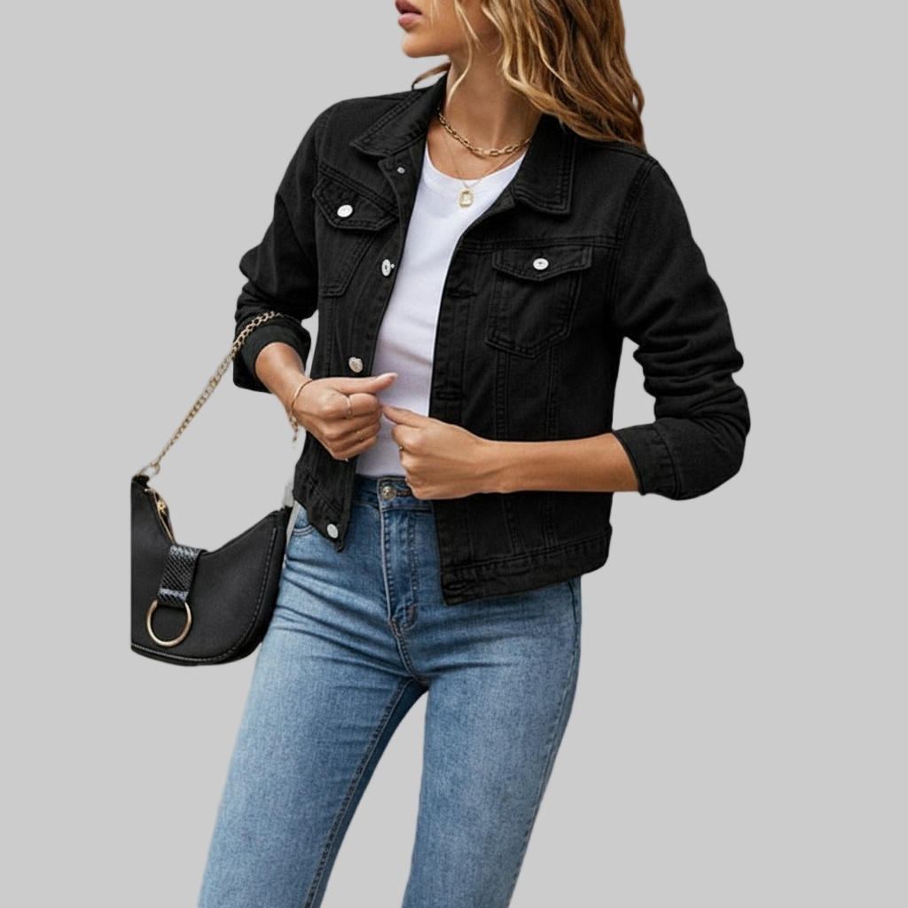 Klassieke Denim Jas – Getailleerd Model Met Metalen Knopen