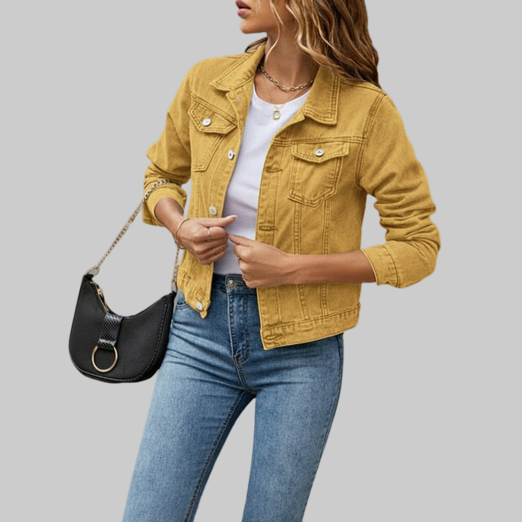 Klassieke Denim Jas – Getailleerd Model Met Metalen Knopen