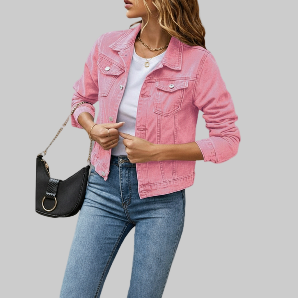 Klassieke Denim Jas – Getailleerd Model Met Metalen Knopen