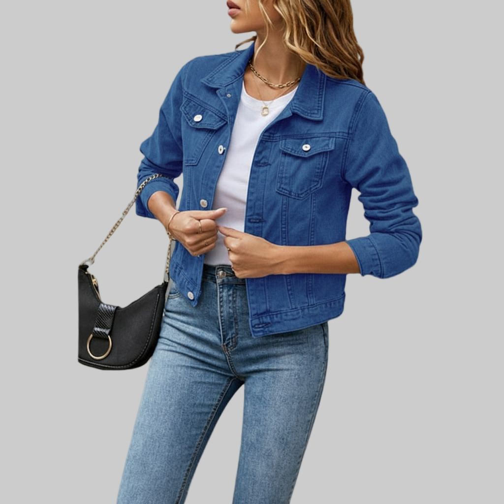 Klassieke Denim Jas – Getailleerd Model Met Metalen Knopen