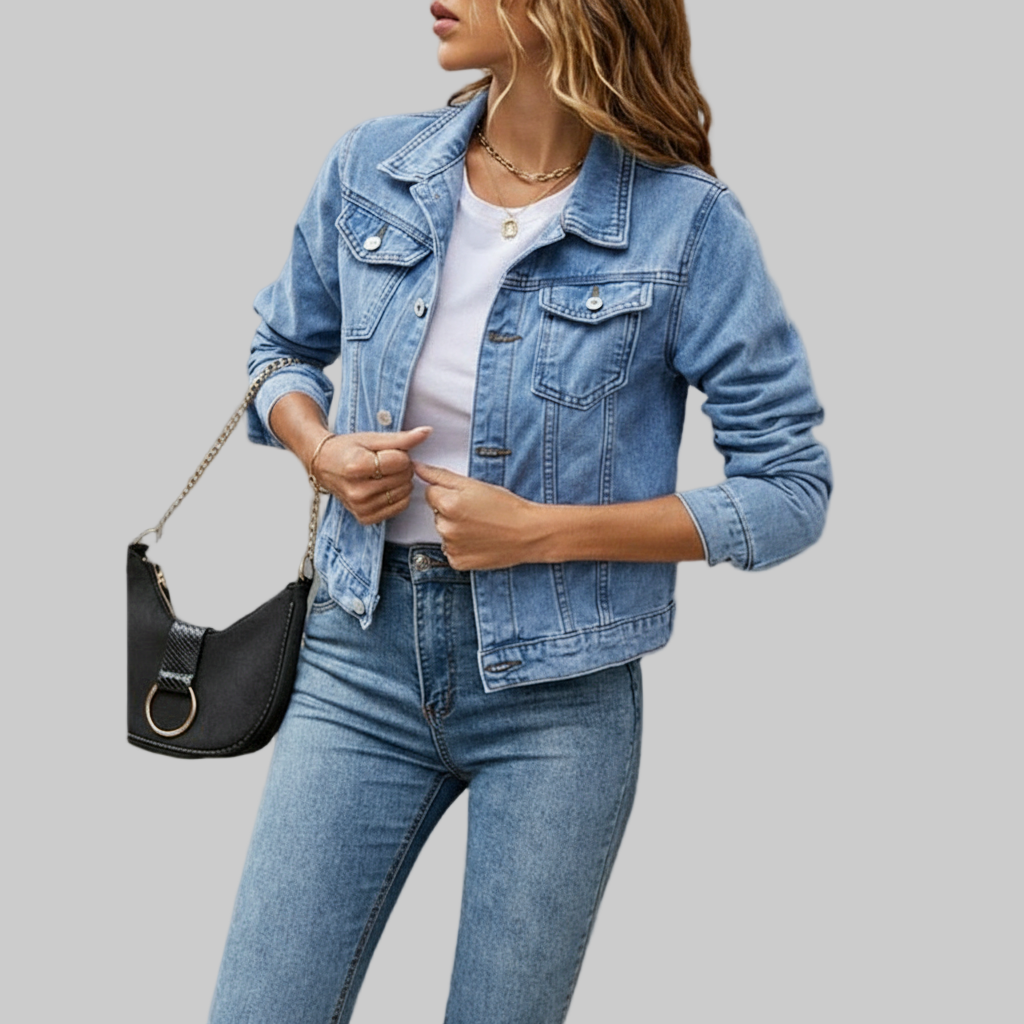Klassieke Denim Jas – Getailleerd Model Met Metalen Knopen