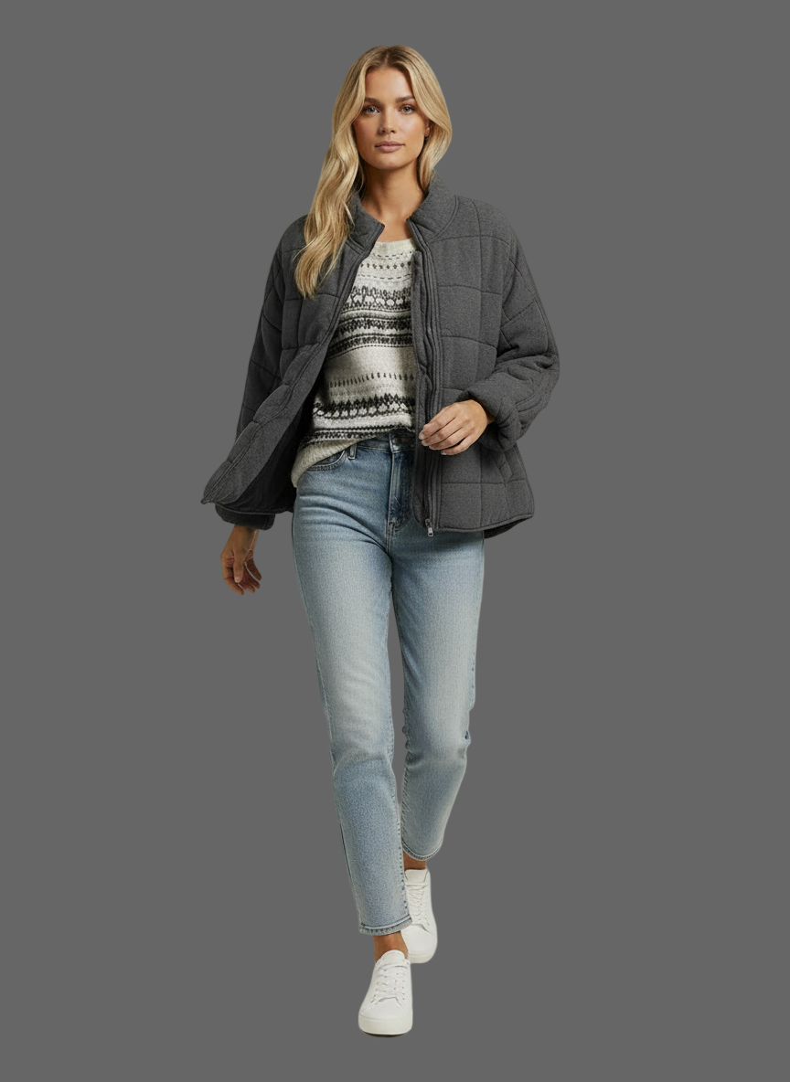 Gewatteerde Bomberjas Met Opstaande Kraag