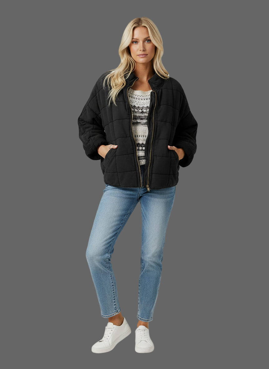 Gewatteerde Bomberjas Met Opstaande Kraag