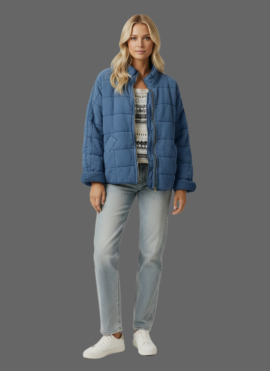 Gewatteerde Bomberjas Met Opstaande Kraag