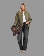 Gevoerde Bomberjack – Leopardmanchetten Detail