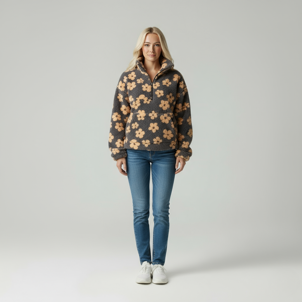 Bella I Comfortabele Dames Fleecetrui met Bloemenprint