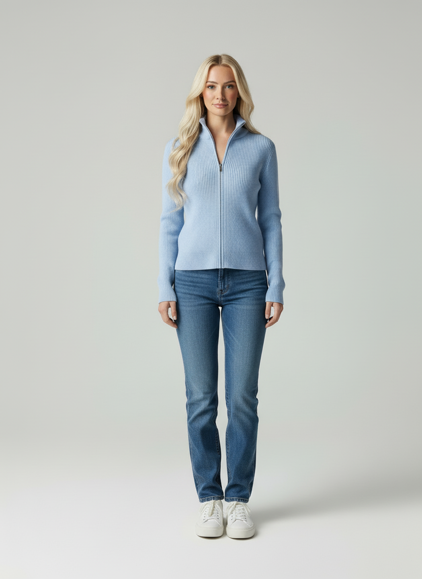 Ritskaartigan met Opstaande Kraag | Regular Fit