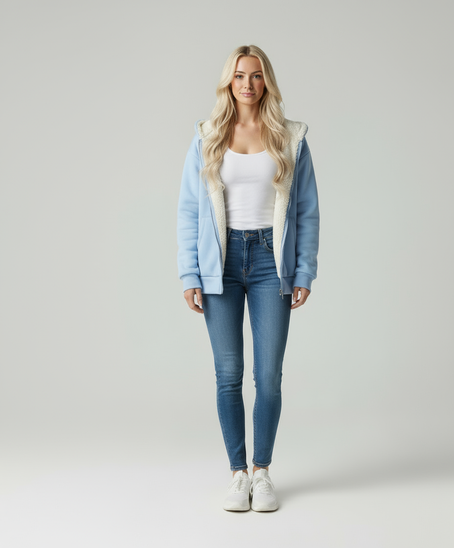 Fleece Hoodie Met Sherpa Voering – Zachte Comfortabele Ritssluiting