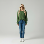 Zachte Gebreide Trui – Ruime Boothals Detail