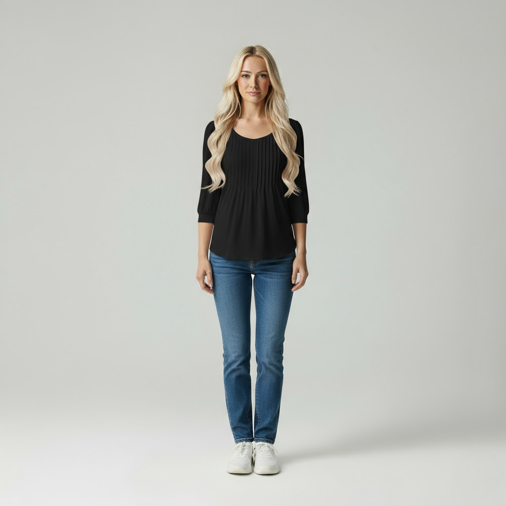 Emora Nova - Dames Casual Top met Plooi Detail