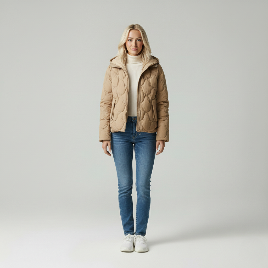 Emora Nova - Dames Gewatteerde Jas met Groot Diamantpatroon - Casual Chic