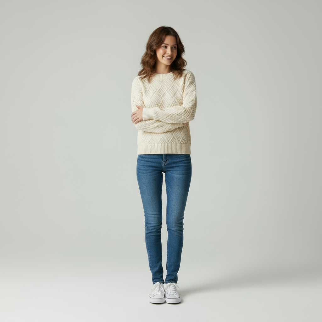 Emora Nova - Dames Gebreide Trui met Textuur - Herfst/Winter