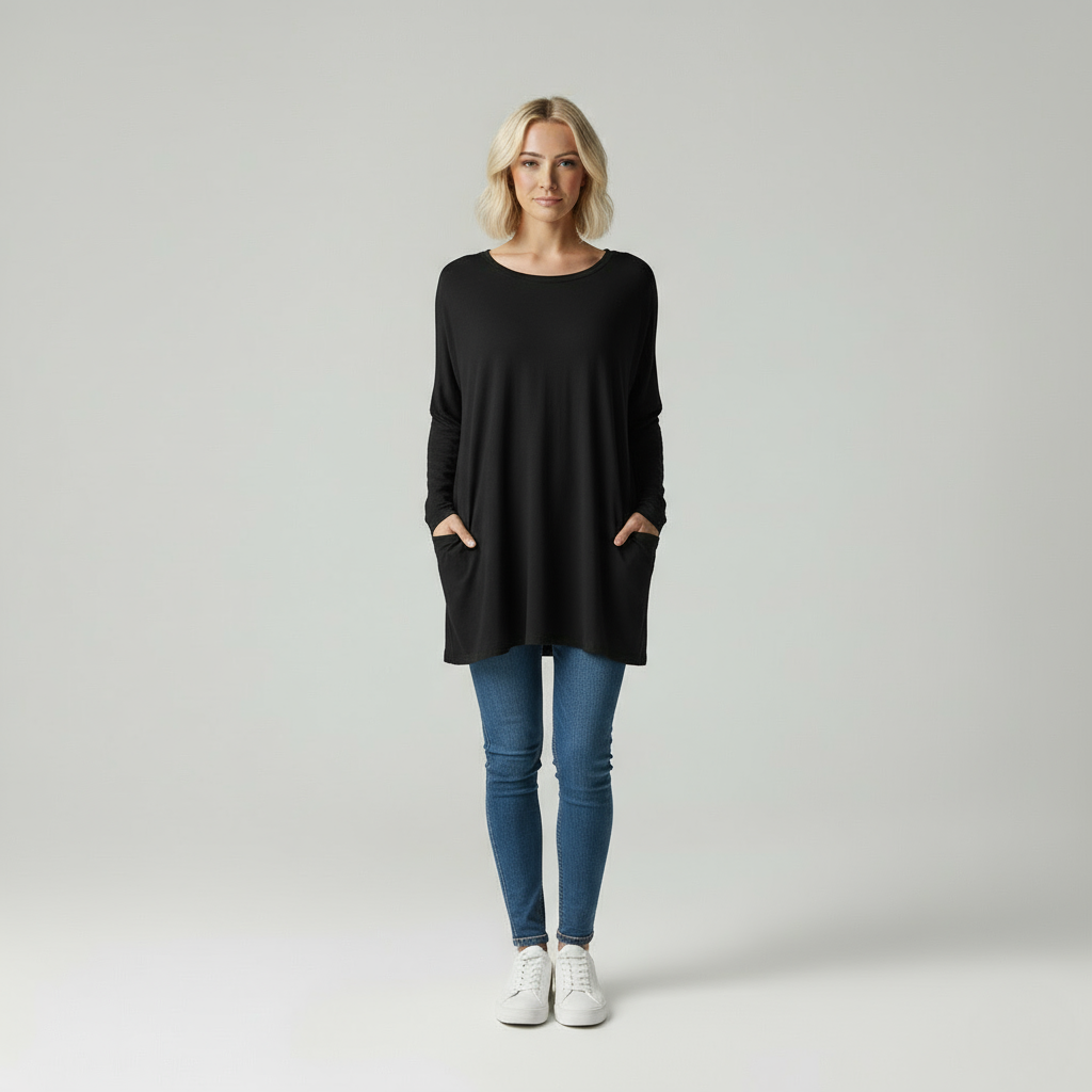 Emora Nova - Casual Dames Comfortabele Relaxed Fit Top met Zakken
