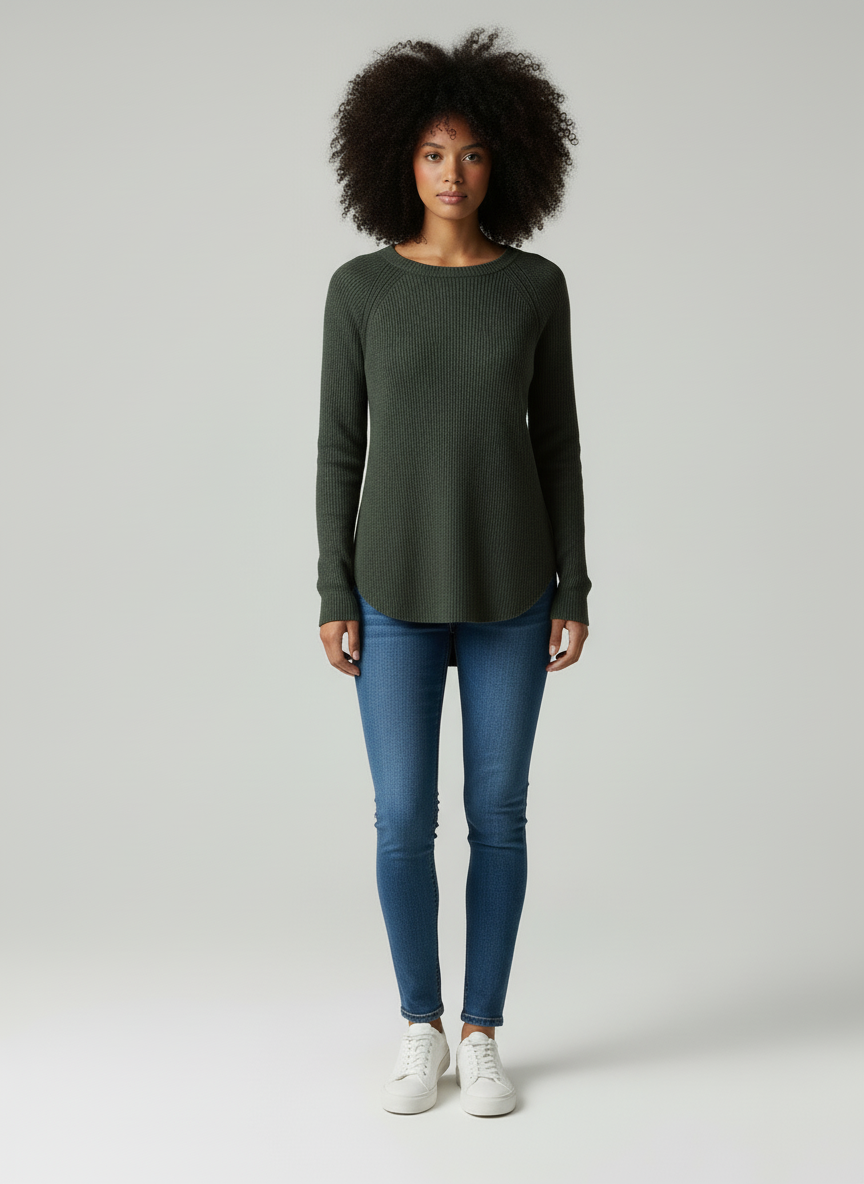 Emora Nova - Casual Chic Dames Rib T-shirt met Lange Mouwen - Herfst