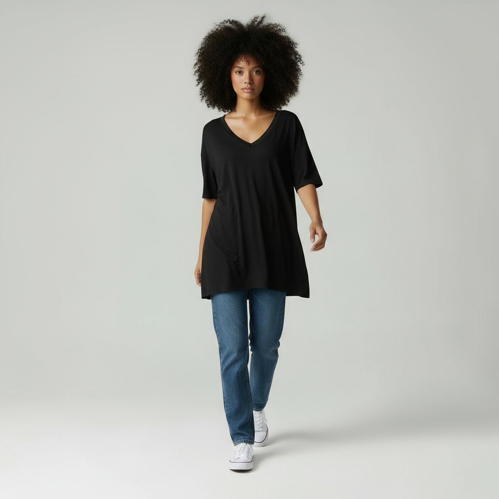 Emora Nova - Hedendaagse Vrouw Oversized T-Shirt - Zwart