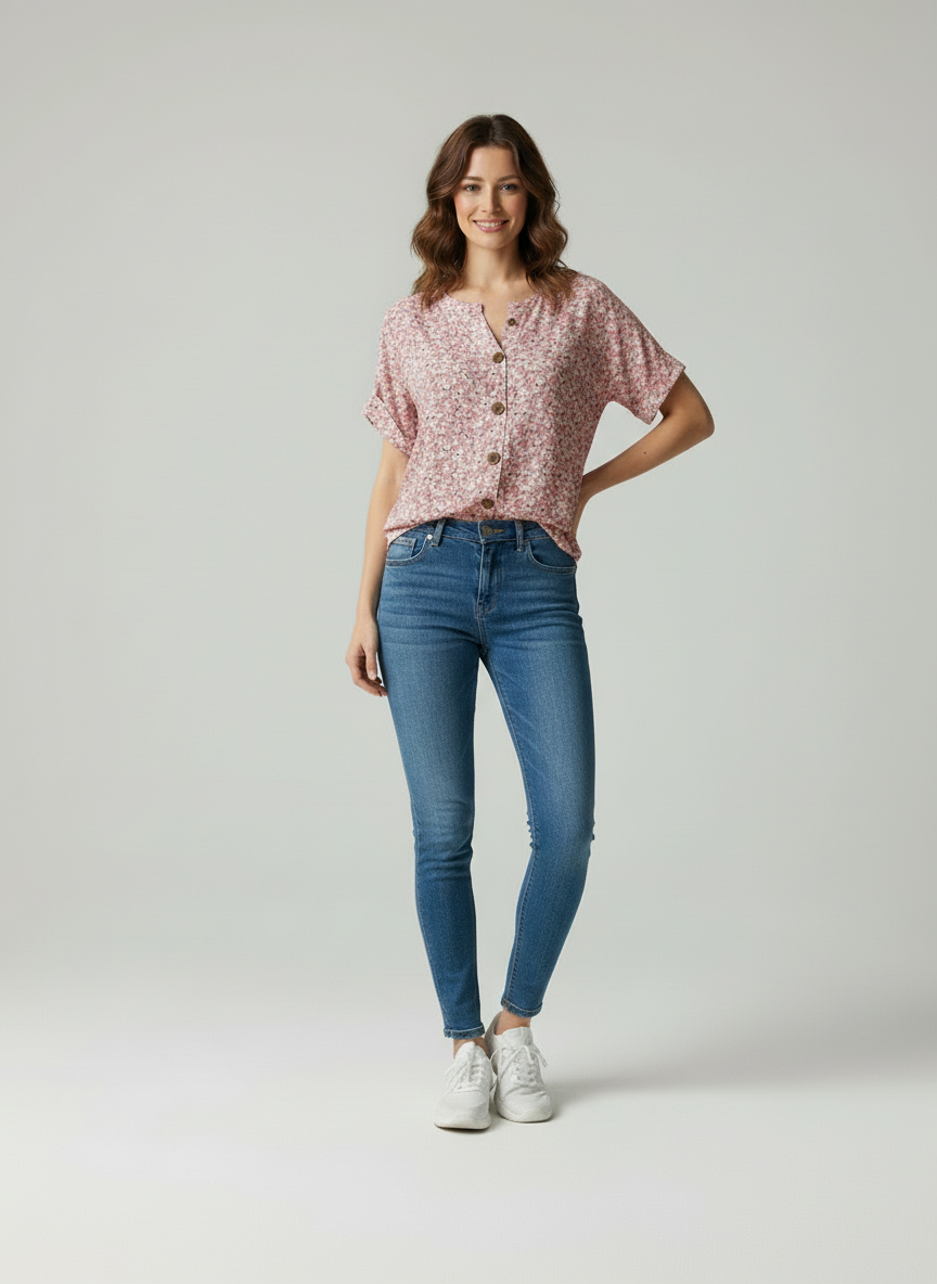 Emora Nova - Moderne Vrouw Bloemige Blouse
