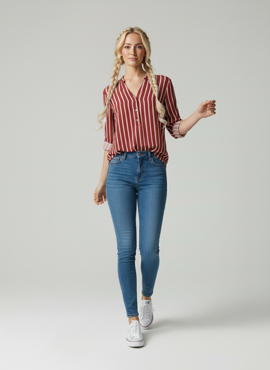 Emora Nova - Moderne Vrouwen Gestreepte Blouse