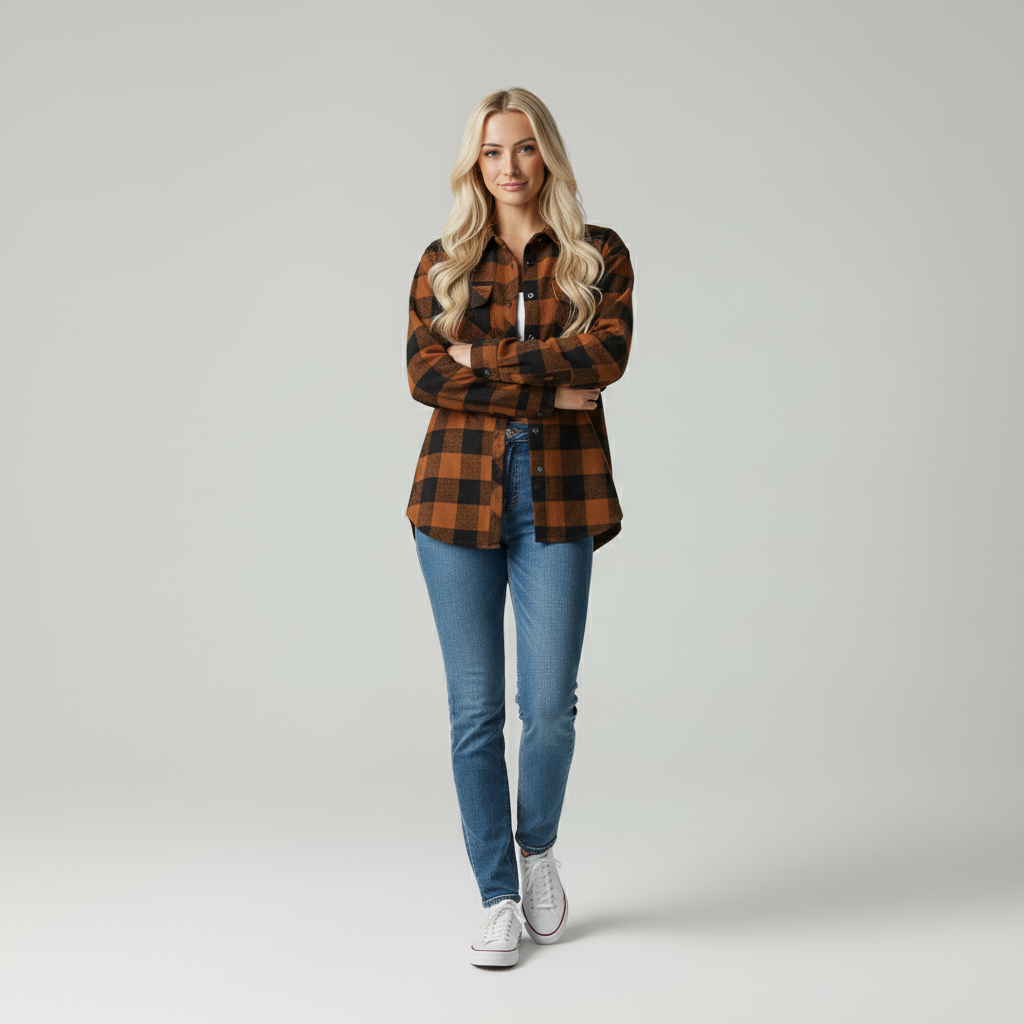 Yara I Dames Oversized Flanellen Shirt met Borstzakken