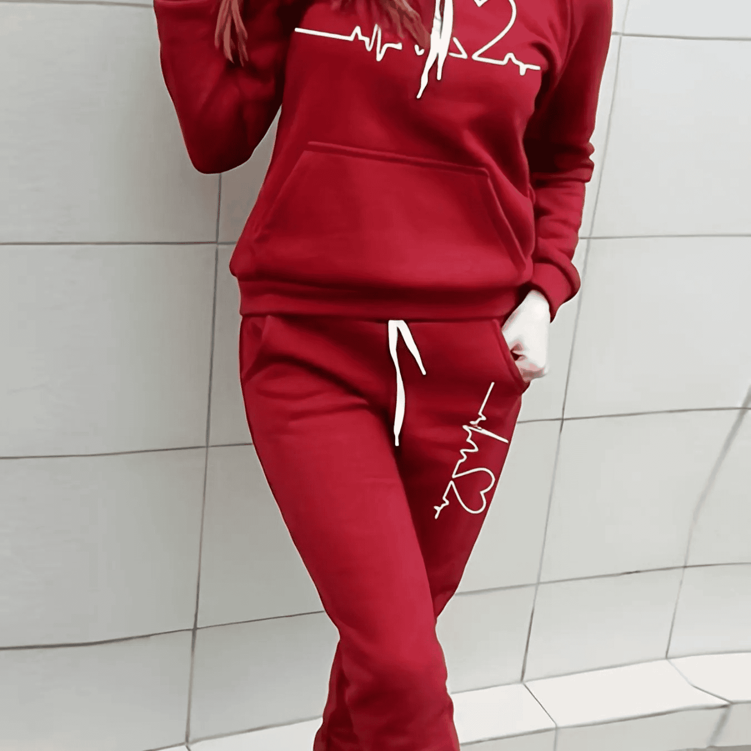 Emora Nova - Dames Loungewear Set met ECG Print - Comfortabel & Stijlvol