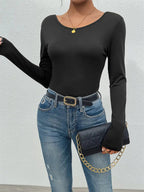 Strakke Lange Mouwen Top – Vlinder Cut-out Rugdetail