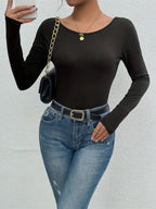 Strakke Lange Mouwen Top – Vlinder Cut-out Rugdetail