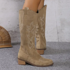 Zwarte Suède Cowboylaarzen Dames-1