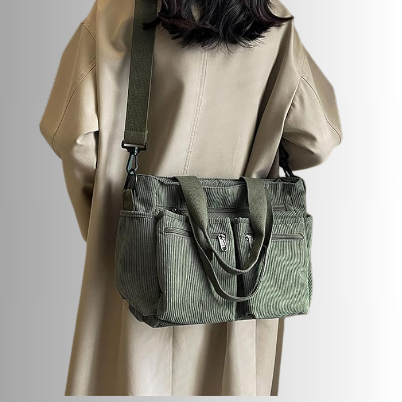 Emora Nova - Casual Draagtas van Corduroy met Meerdere Vakken