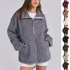 Oversized Fleece Jack met Hoge Kraag
