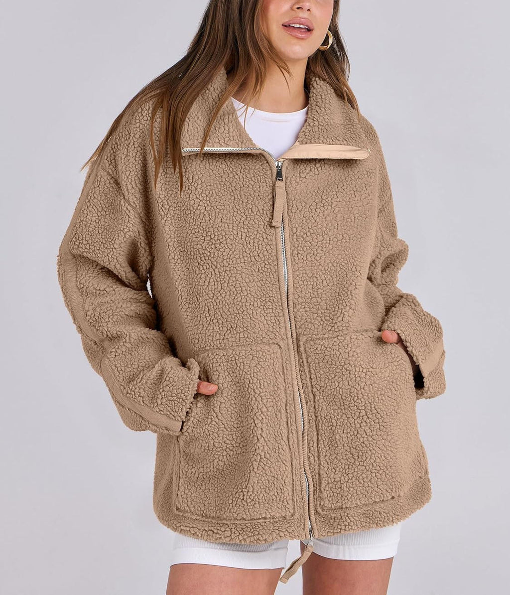 Oversized Fleece Jack met Hoge Kraag