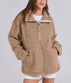 Oversized Fleece Jack met Hoge Kraag