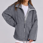 Oversized Fleece Jack met Hoge Kraag