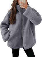 Oversized Fleece Jack met Hoge Kraag