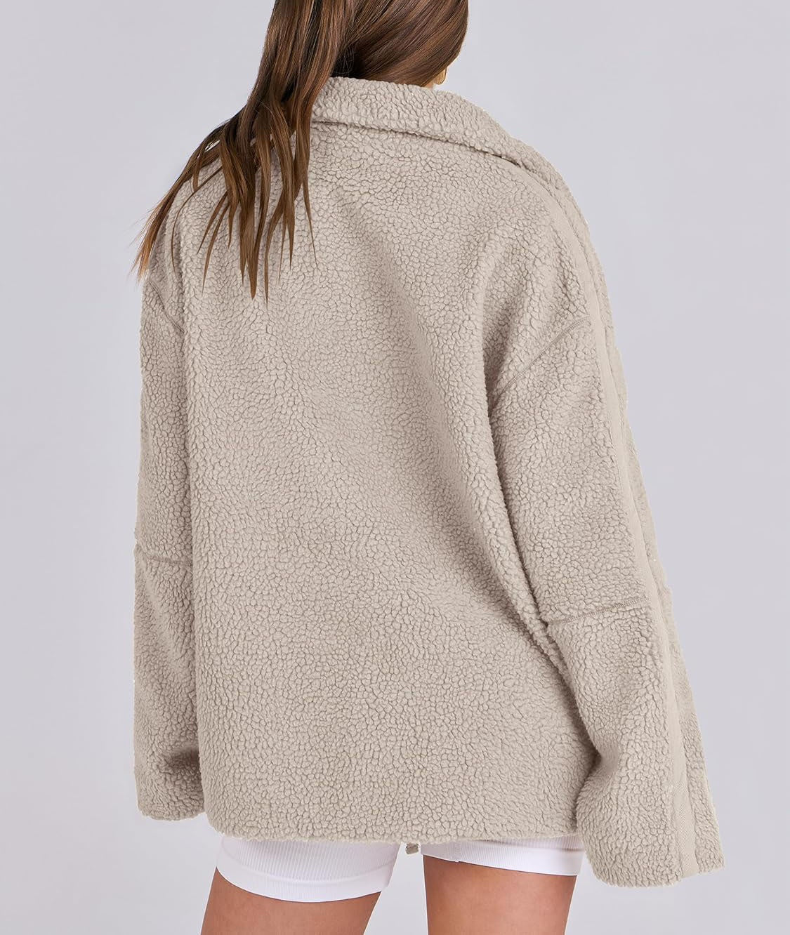 Oversized Fleece Jack met Hoge Kraag