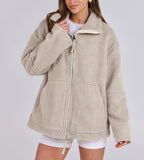 Oversized Fleece Jack met Hoge Kraag