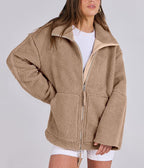 Oversized Fleece Jack met Hoge Kraag