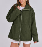 Oversized Fleece Jack met Hoge Kraag