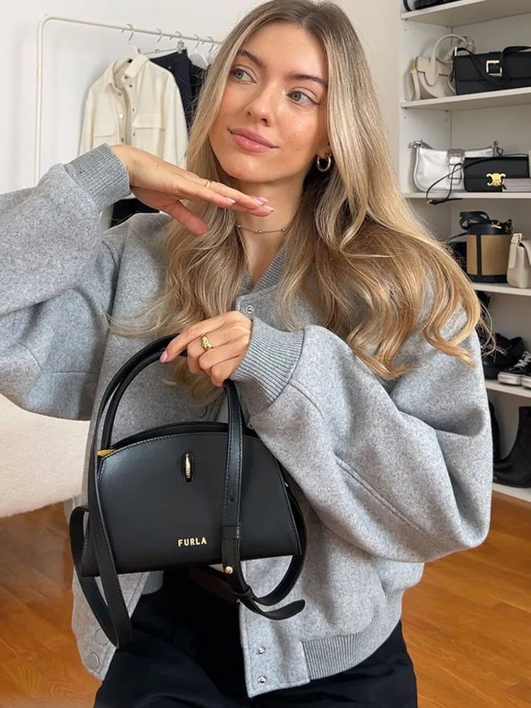 Lichtgewicht Bomberjack met Drukknopen en Geribde Boorden