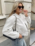 Lichtgewicht Bomberjack met Drukknopen en Geribde Boorden