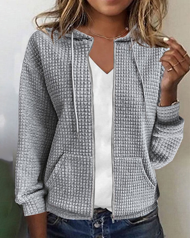 Monique | Casual vest met zakken en koorden in de kleur Grijs voor dames in stijl ideaal voor de herfst.