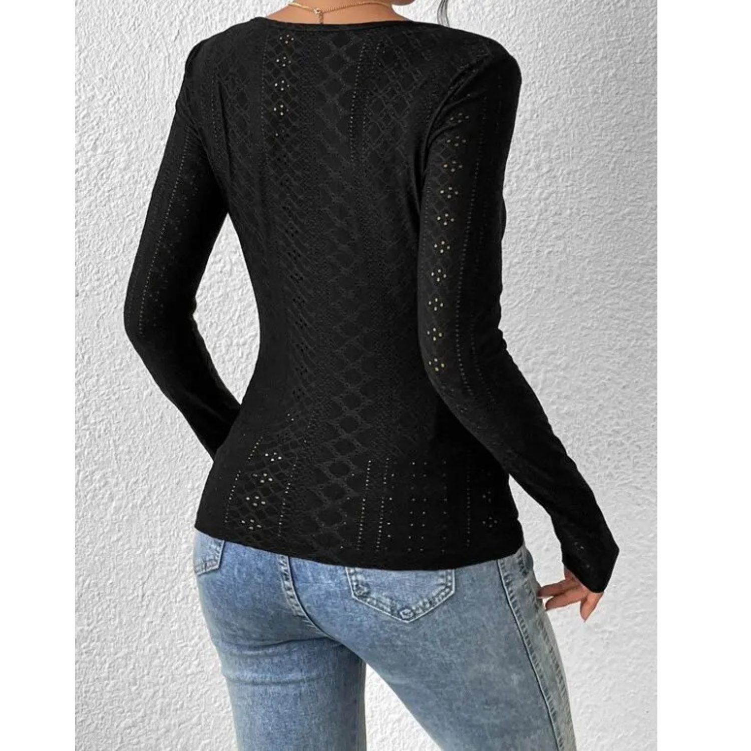 Emora Nova - Vrouwen Elegante Top met Kant en Eyelet Detail