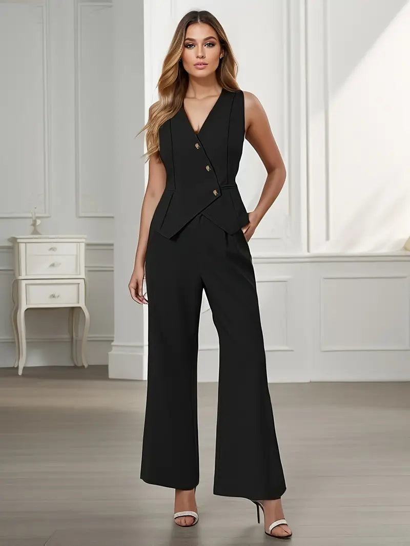 Tweedelige Vest & Culotte Set – Tailored Fit
