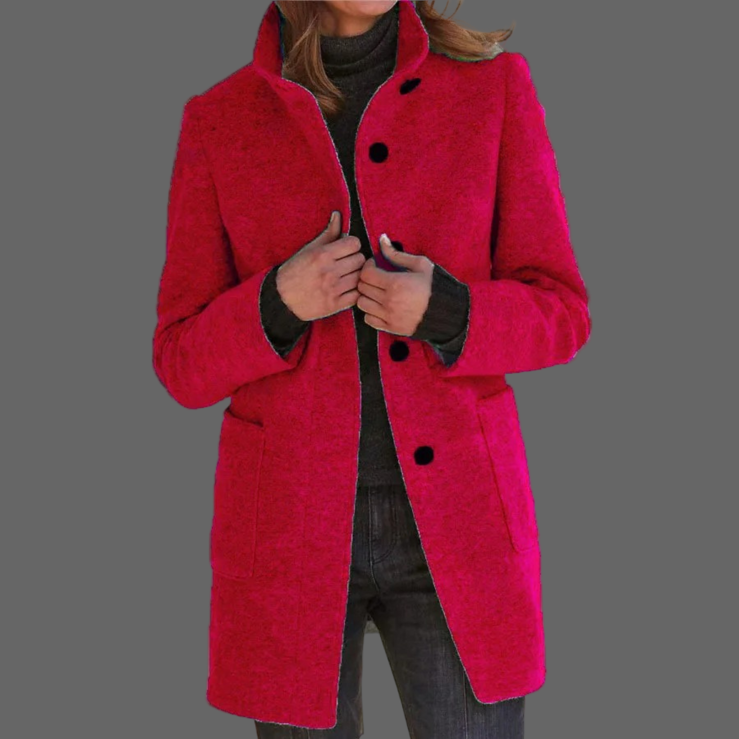Lotte | Winddichte damesmantel met opstaande kraag in de kleur Rood voor dames in Outdoor stijl ideaal voor de herfst.